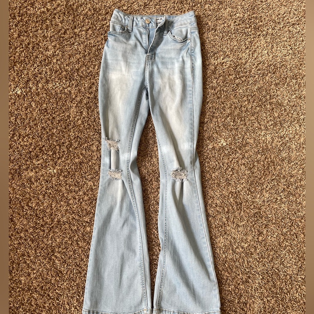 Light wash wax jeans